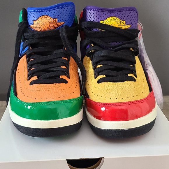 Nike Air Jordan 2 Retro Womens size 7.5 Multi-Color Red Yellow Blue Purple Green - Picture 8 of 17